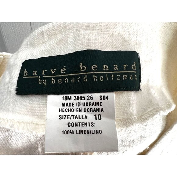 Harve Benard Vintage Linen Button Front Cardigan Sz 10 Womens White 3/4 Sleeve - Picture 4 of 15